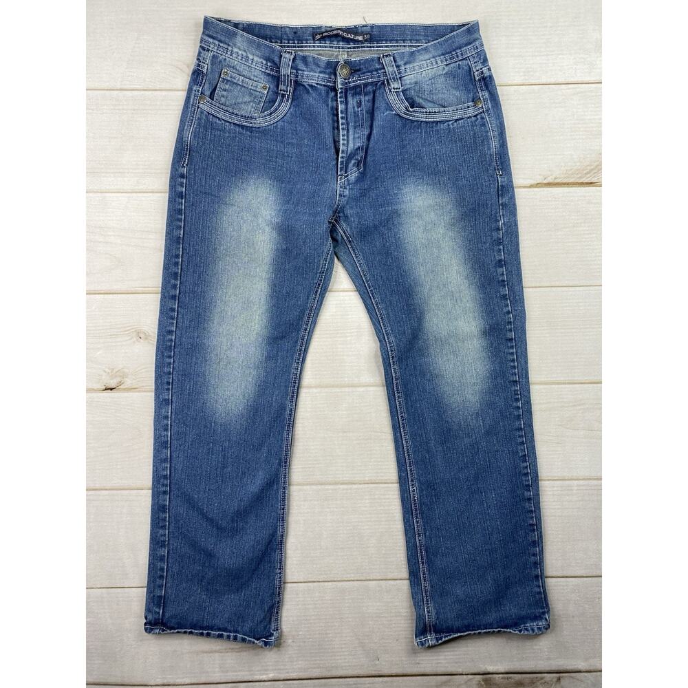 Modern Culture Distressed Destroyed Jeans Men's Size 38/32 Embroidered Pockets